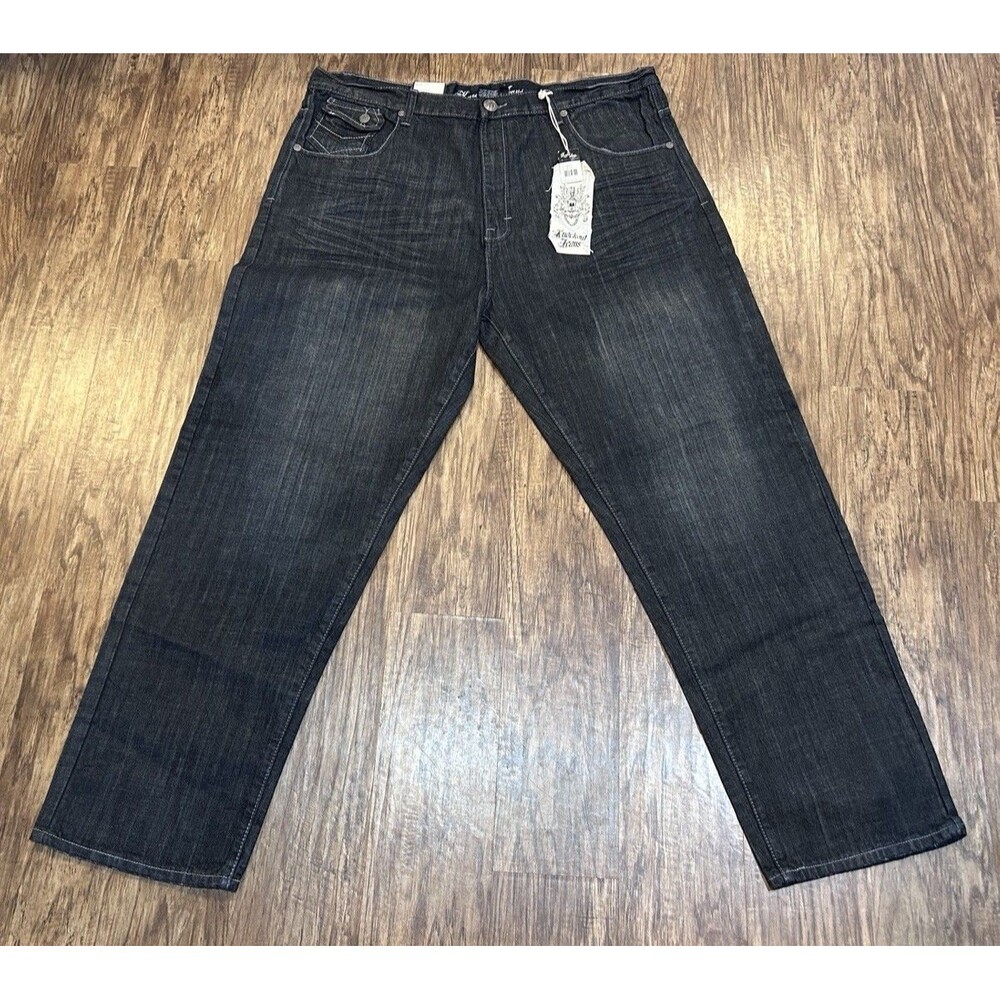 Knockout Jeans Easy Fit Wide Leg Baggy Denim Straight Jeans Men’s 46/34